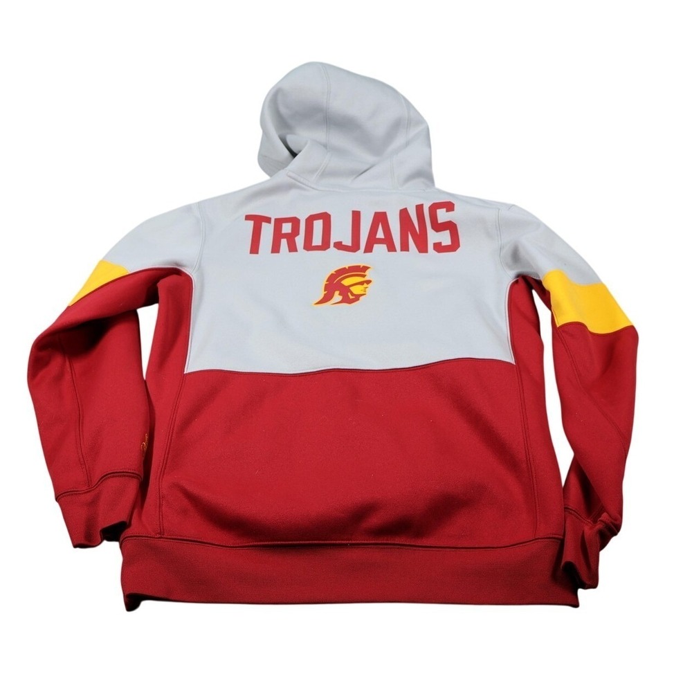 USC Trojans Sweatshirt Hoodie Mens Small Red Gray NCAA Football Nike Dri Fit